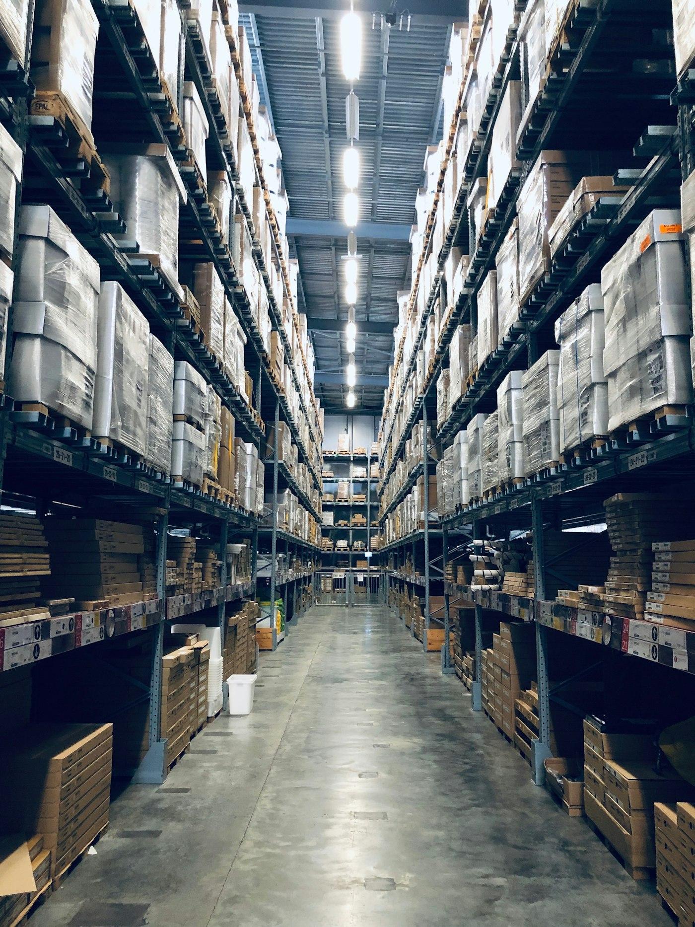 Retail warehouse inventory shelves